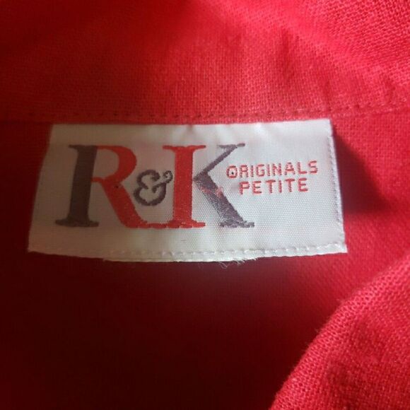 R & K ORIGINALS Red Button Front Shirt Blouse Short Sleeve Women's Petites - Picture 6 of 8